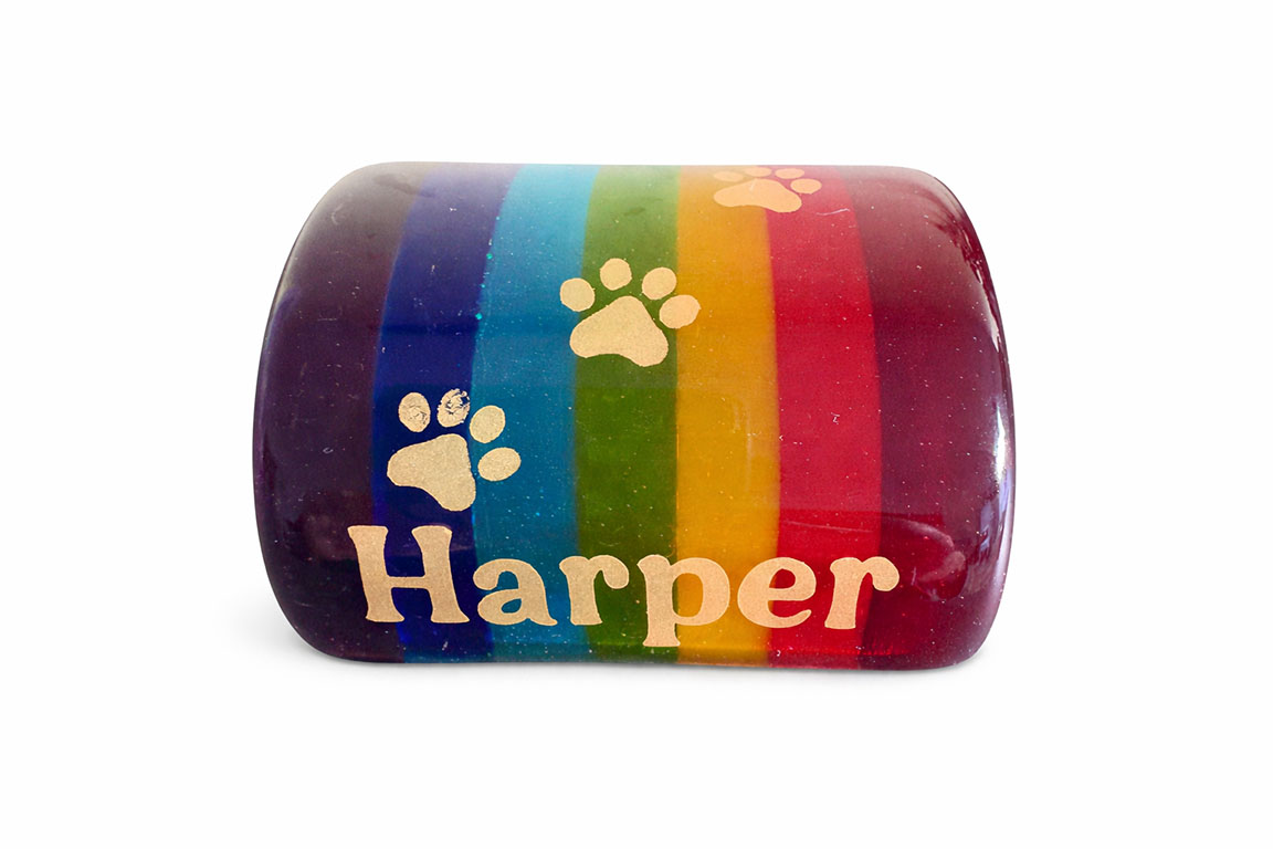 Pet rainbow bridge fused glass keepsake